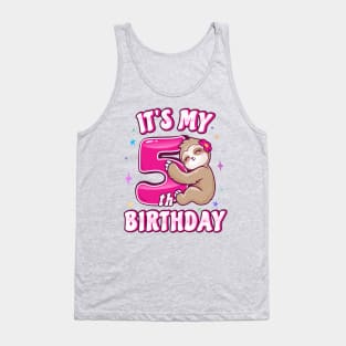 Its My 5th Birthday Girls Sloth Tank Top